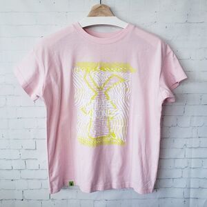 Dutch Bros Windmill Graphic Tee Light Pink Womens Size XS Radiate Kindness Crew